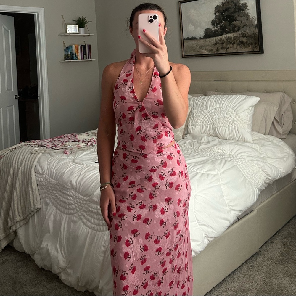 Floral Halter Neck Set